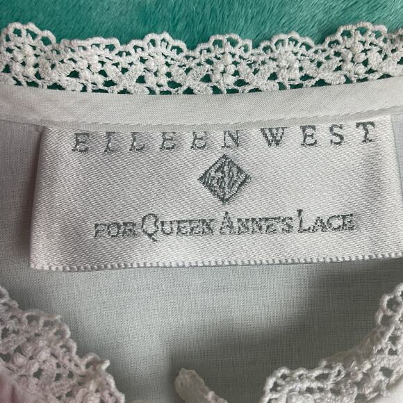 Eileen West For Queen Annes Lace Nightgown White Button Down Cotton Small - Picture 7 of 11